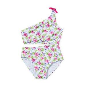 Sol Swim Girls Cut Out Pink Floral One Piece Swimsuit NWT 14.5 Plus